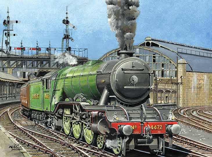 4472 Flying Scotsman leaving Newcastle